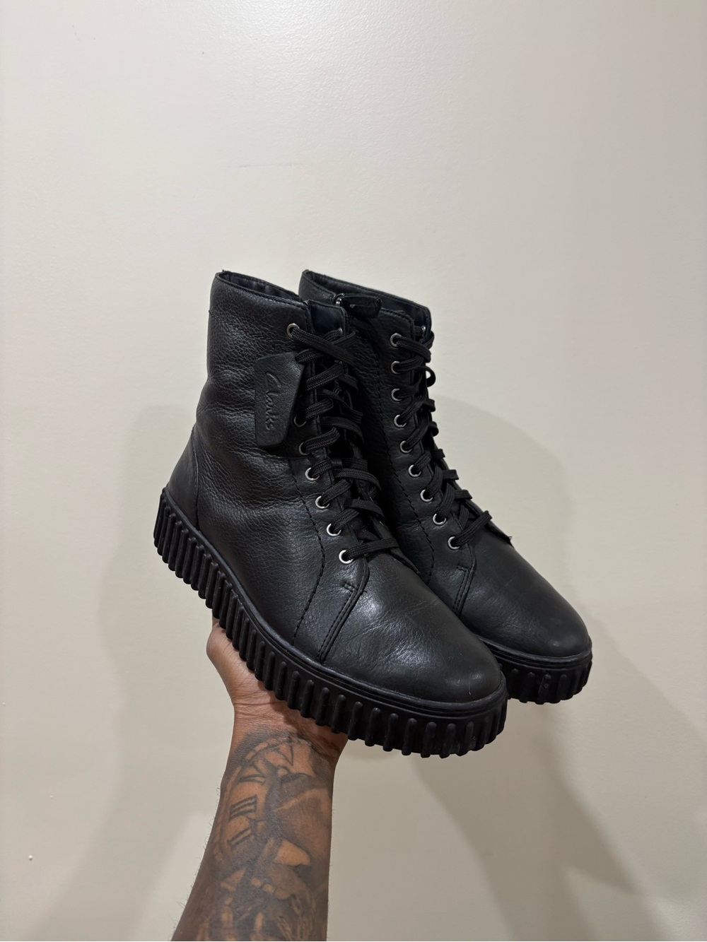 Classic Clarks Leather Chunky Boots